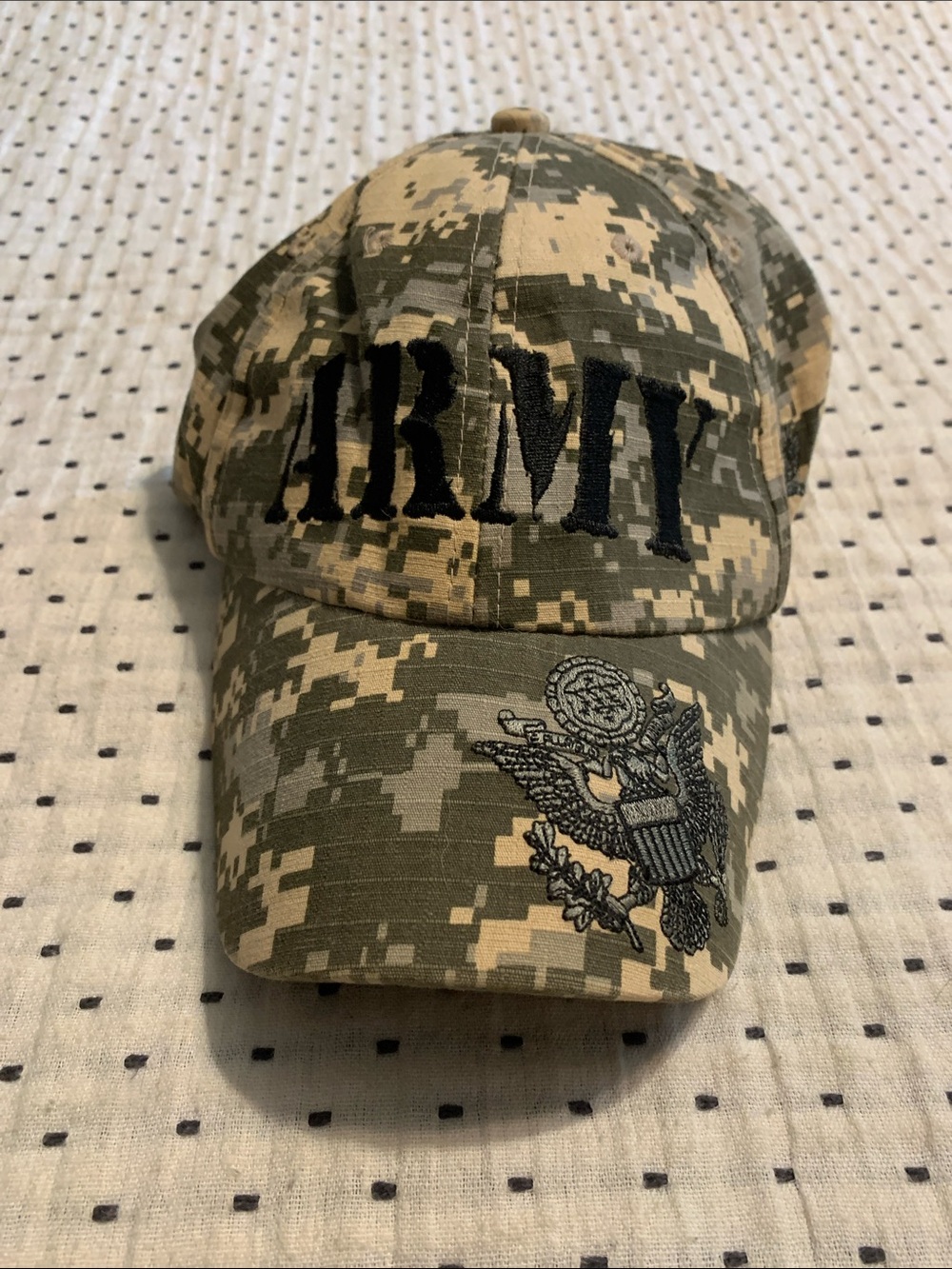 Camouflage ARMY Baseball Cap with Embroidered Eagle - Green/Tan